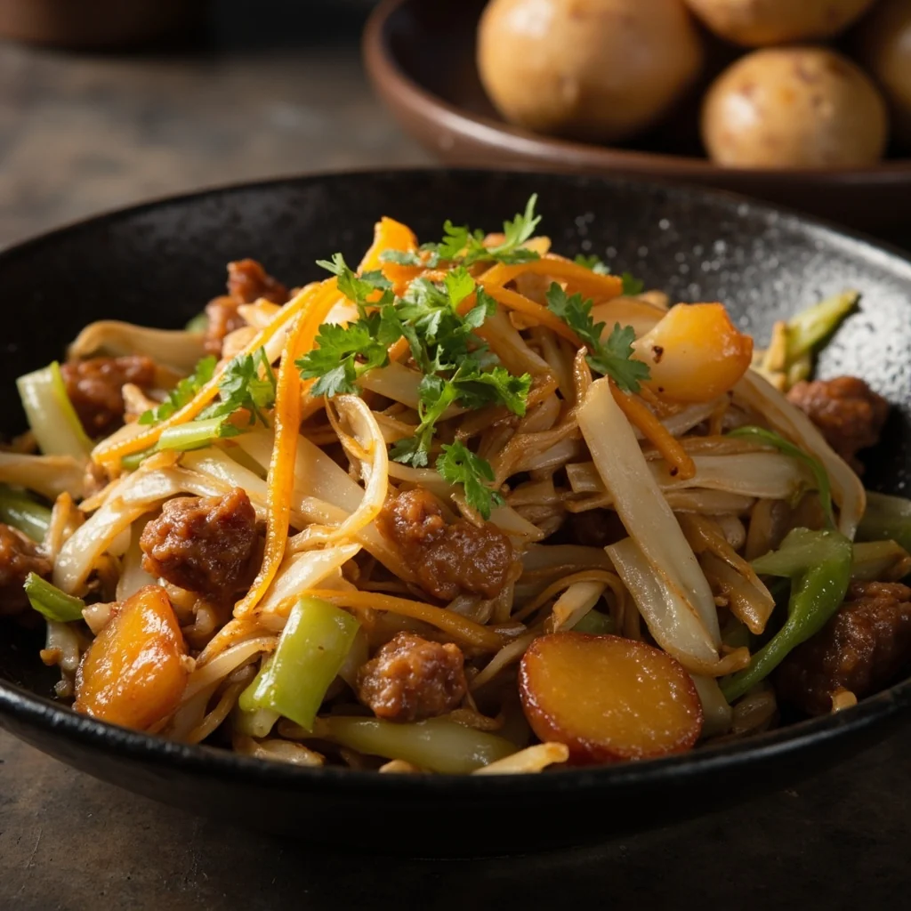 Chou déchiré à la main avec pommes de terre