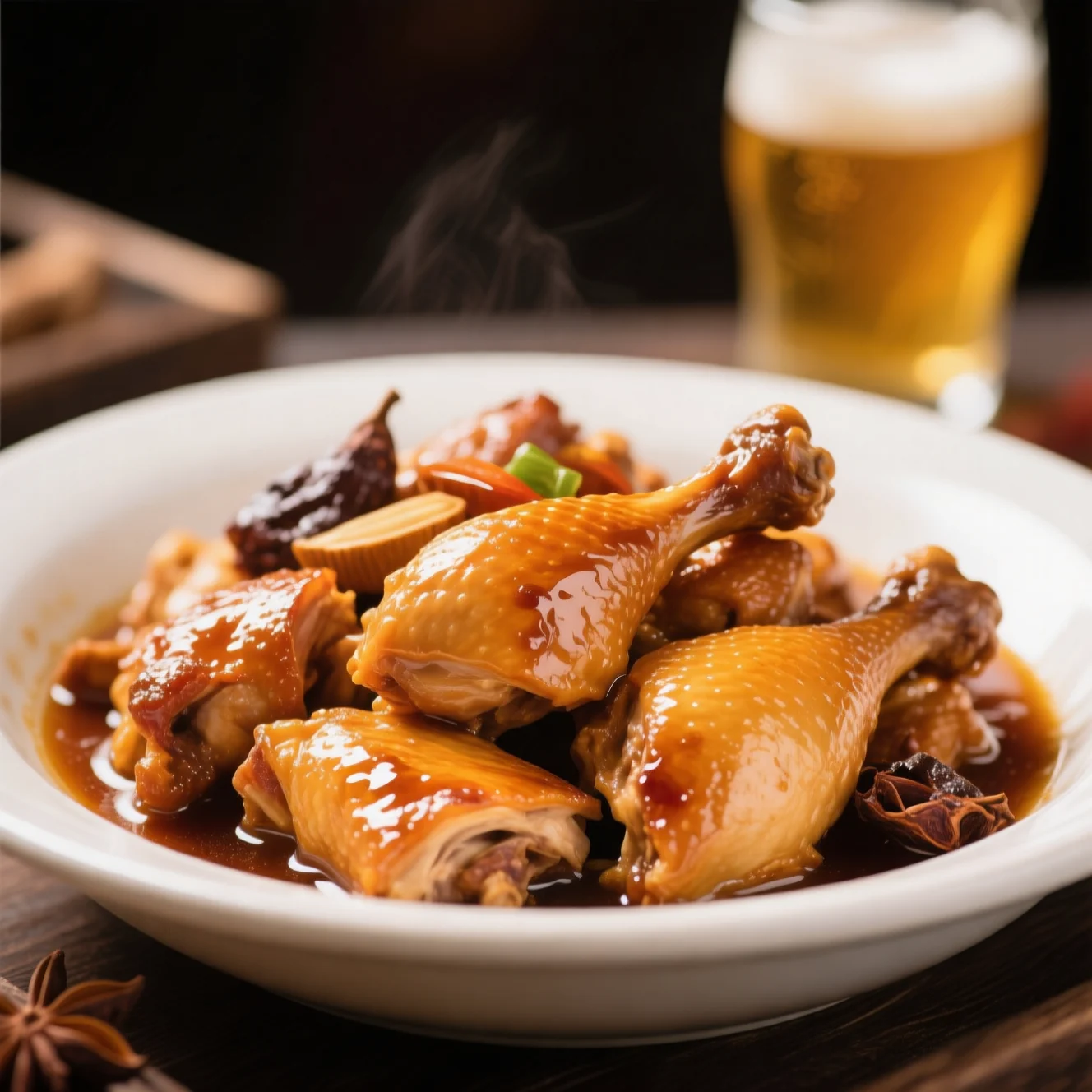 Poulet braisé à la bière