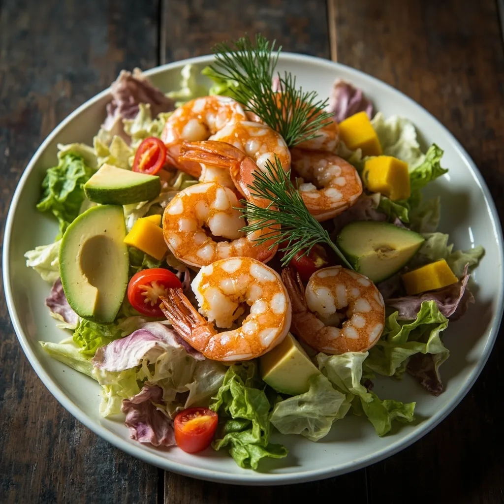 Ensalada de gambas con sabor a eneldo