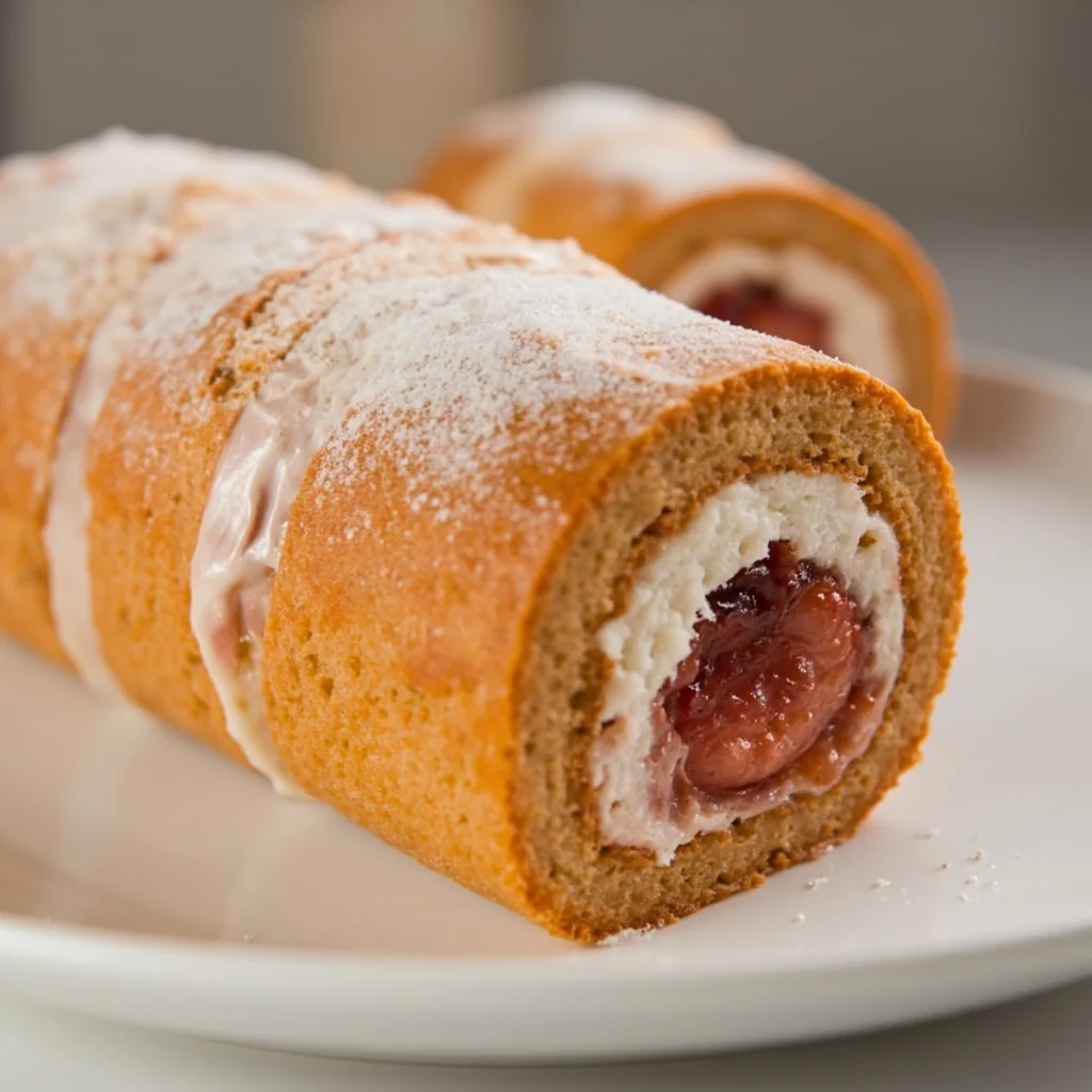 Roulé à la confiture de fraises