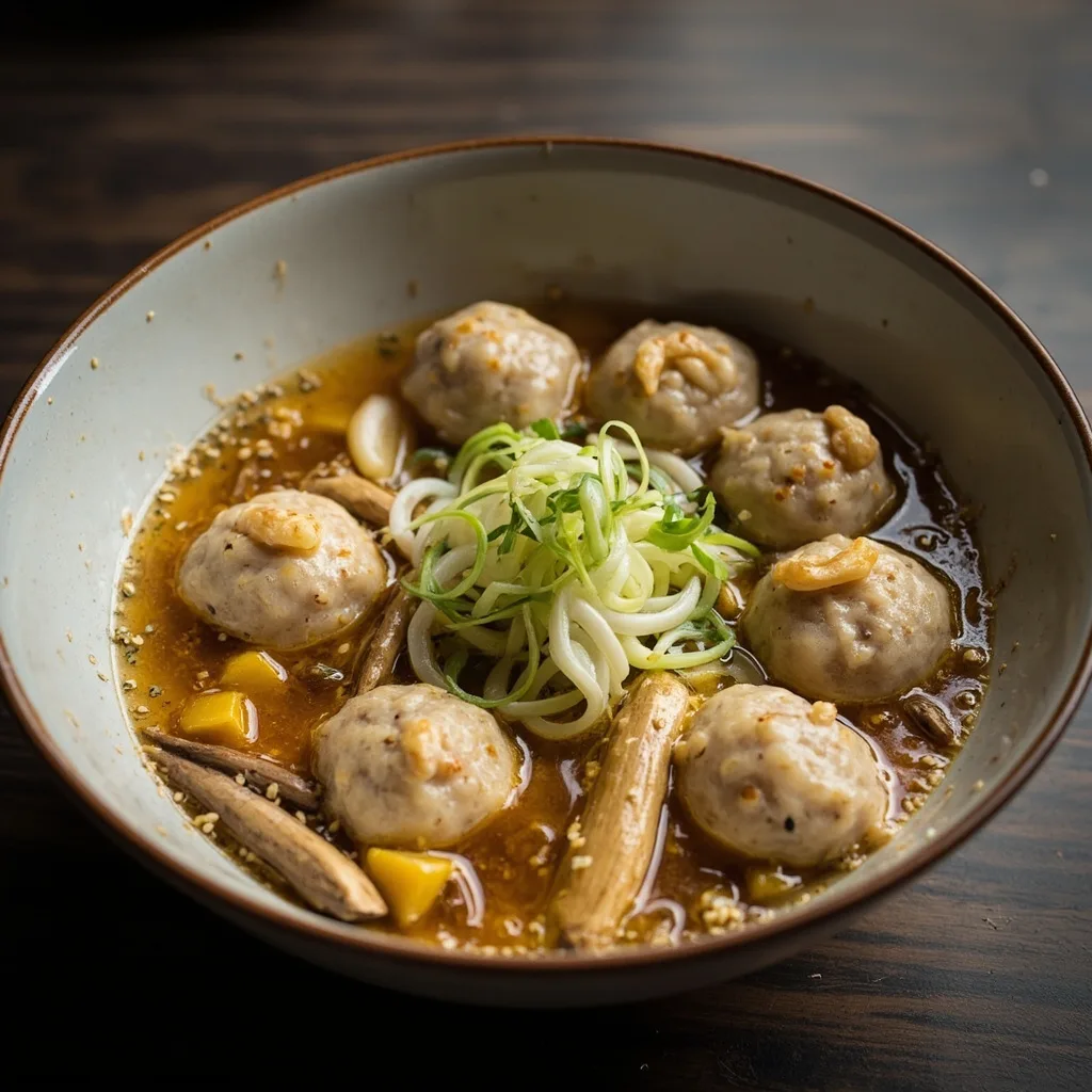 Nameko Mushroom Meatball Soup