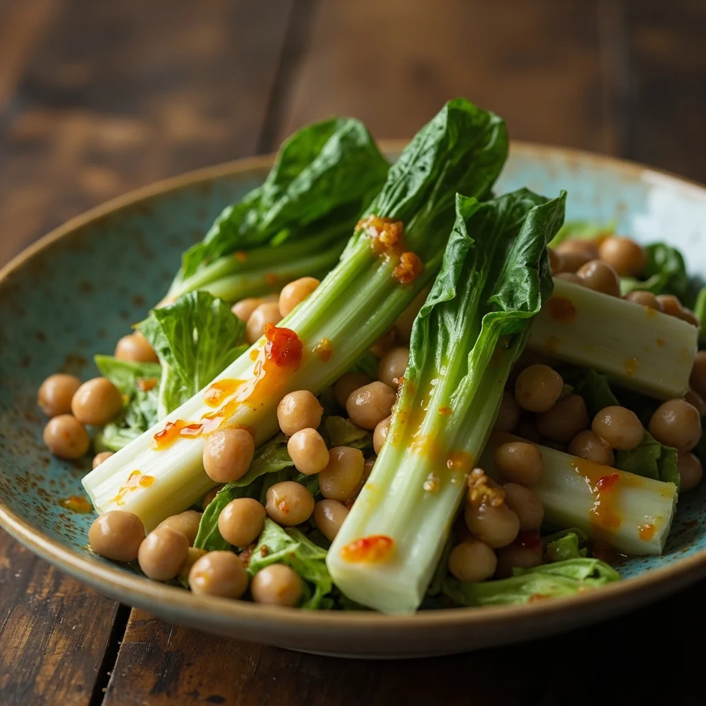 Salade de côtes de bok choy blanchies aux soja