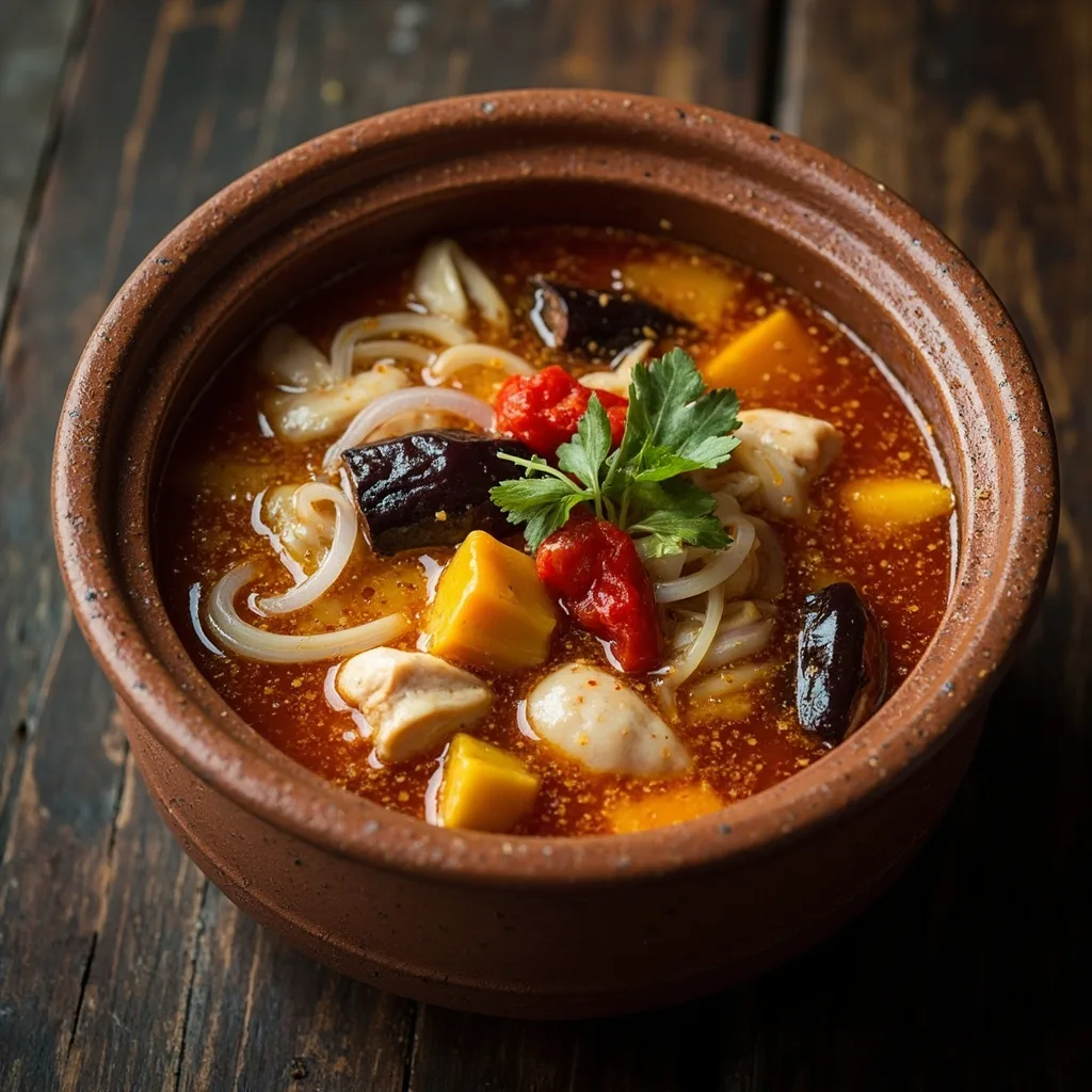 Aromatic Eggplant Vegetable Chicken Soup