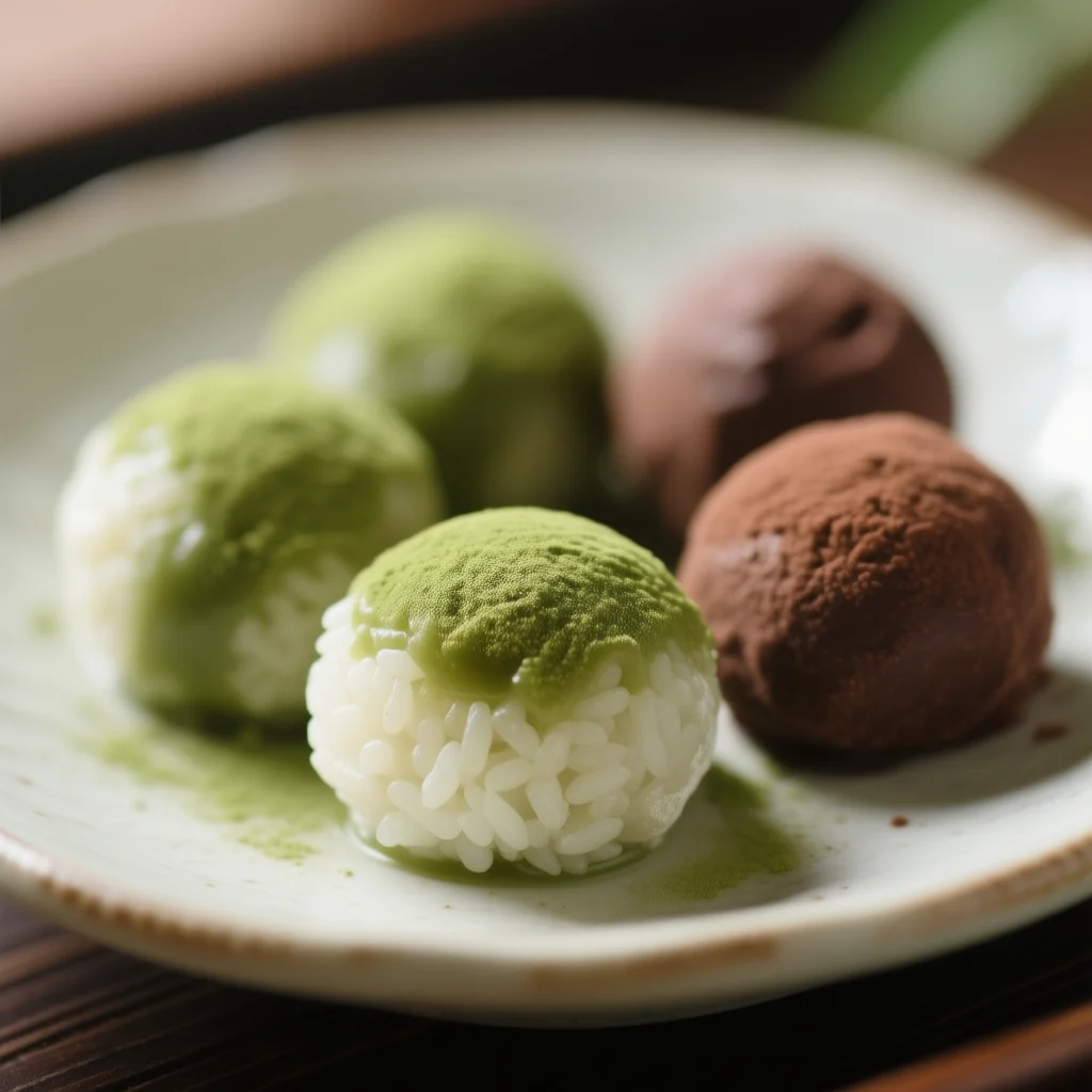Boulettes de Mochi au Matcha et au Cacao