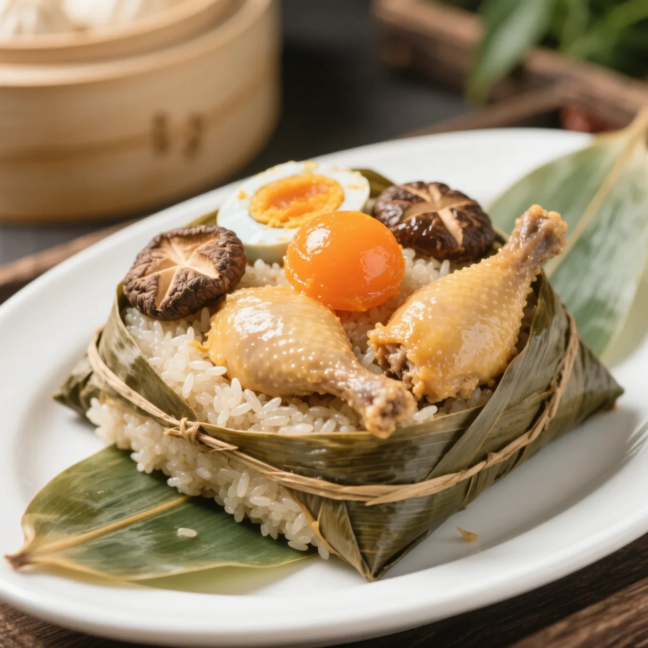 Poulet au riz gluant et feuilles de lotus