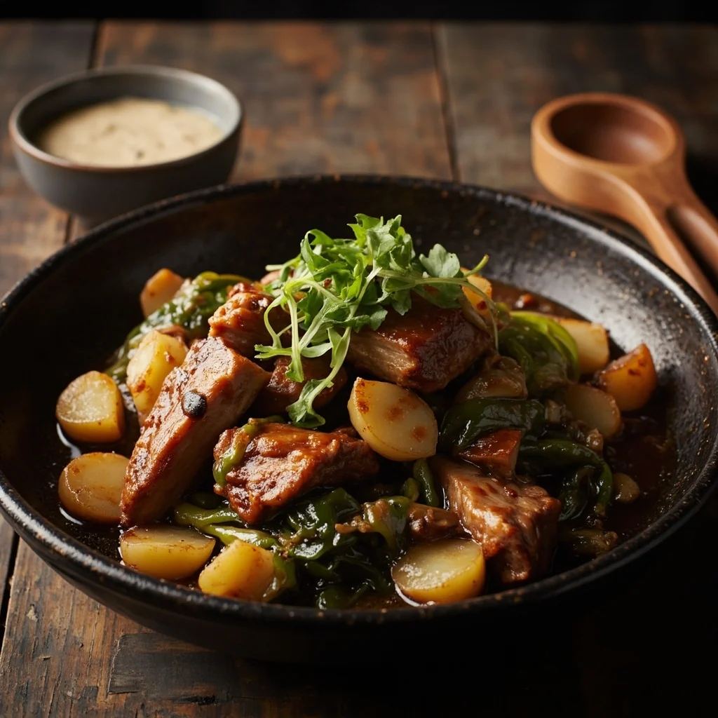 Côtes de Porc Braisées aux Légumes Marinés