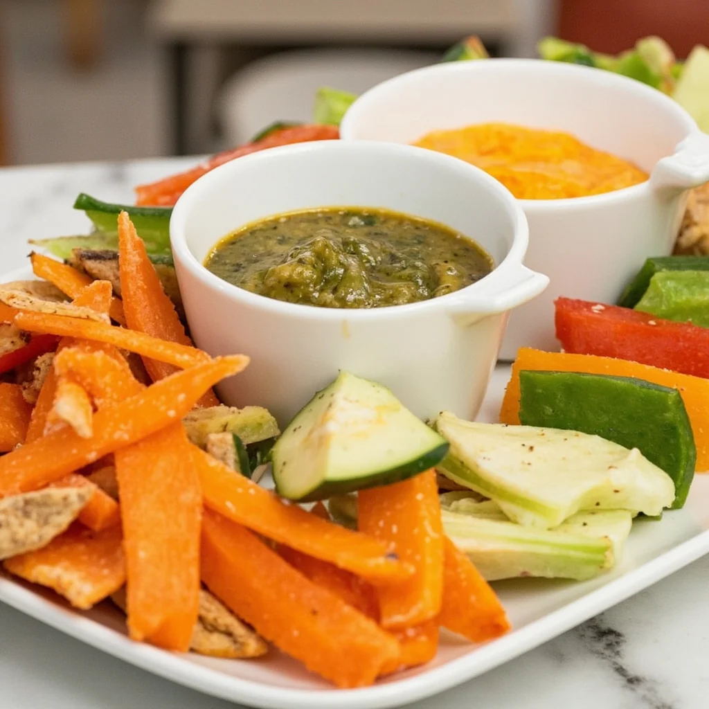 Bâtonnets de Salade avec Deux Sauces de Trempage