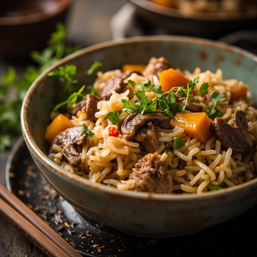 Riz en Cocotte aux Champignons et à la Citrouille