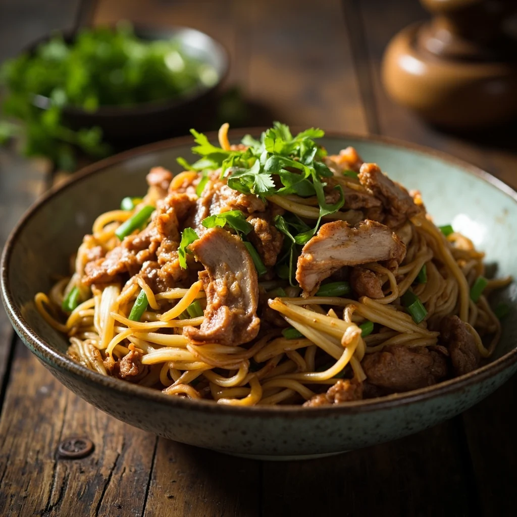 Sauté de porc au céleri et racine de lotus