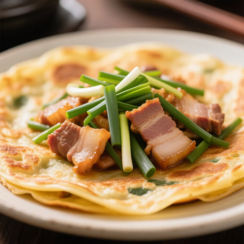 Pancake Coréen aux Ciboulettes et au Porc