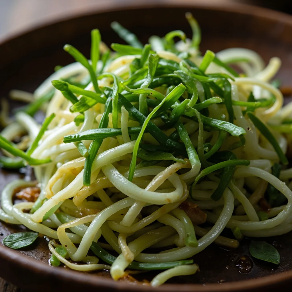 Ciboules Sauvages Froides à l'Ail et à l'Huile de Sésame