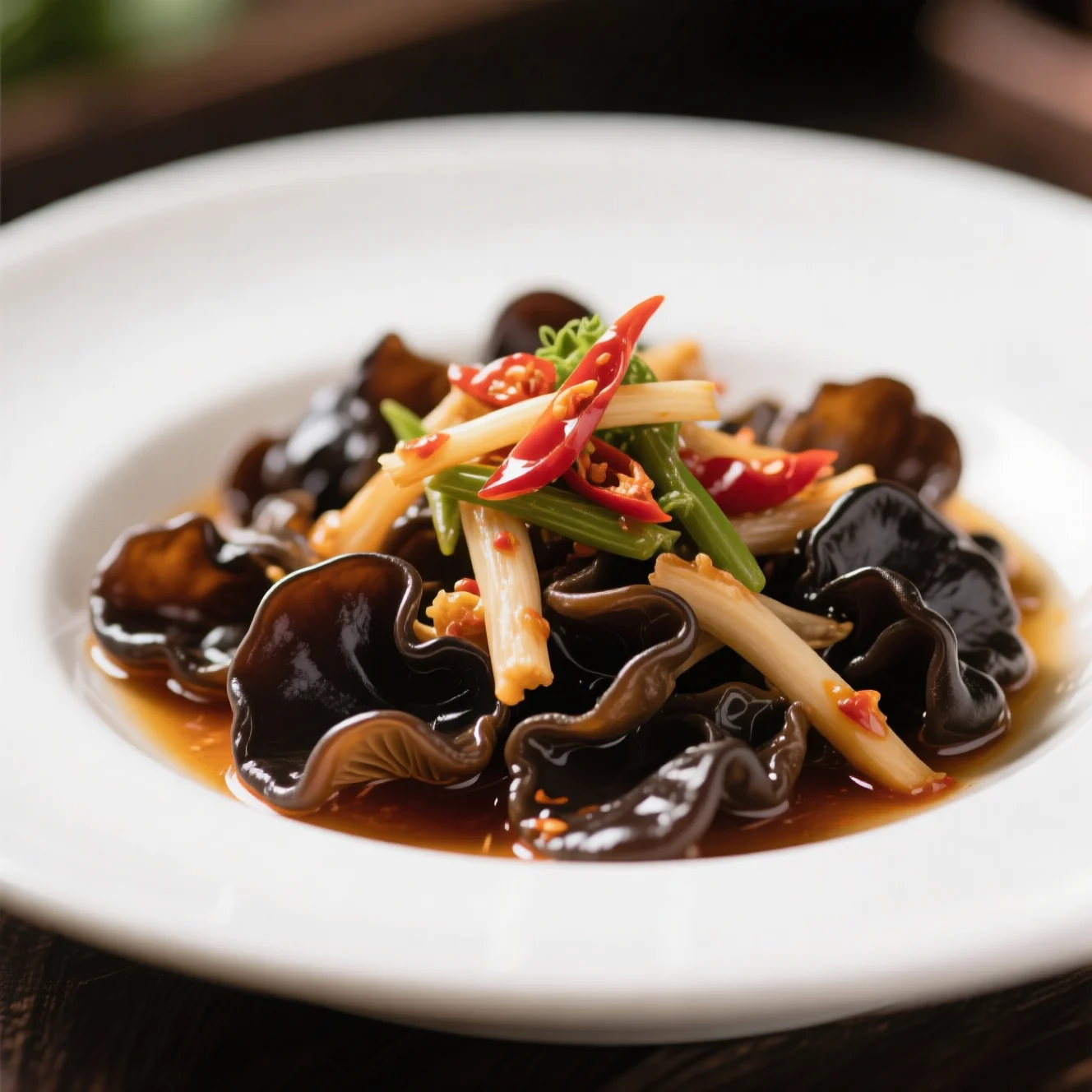 Champignons noirs de bois aux raifort épicé