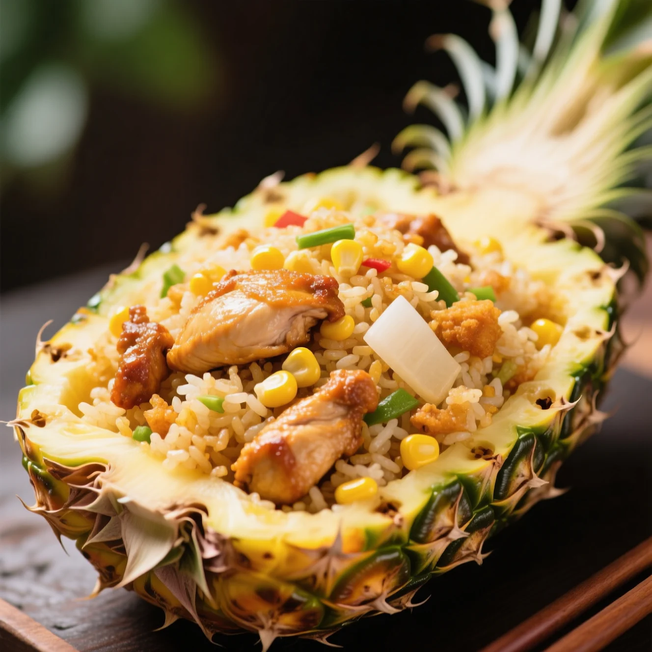 Riz Frit au Poulet et à l'Ananas