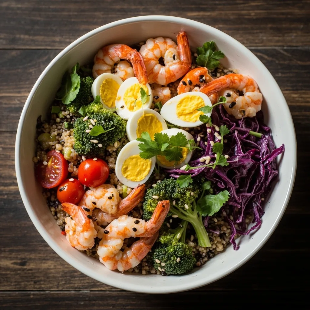 Ensalada de Camarones con Quinoa Tricolor