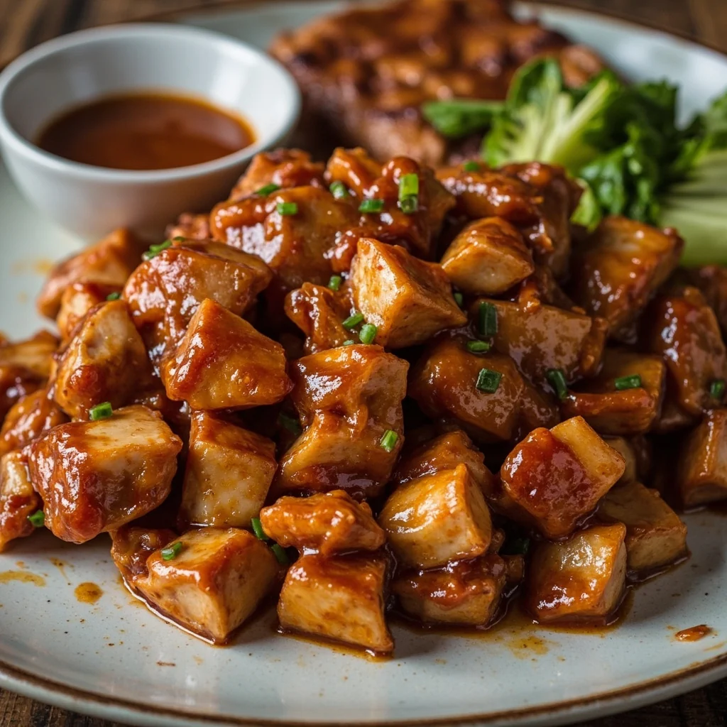 Poulet en cubes sauté avec pâte de soja sucrée