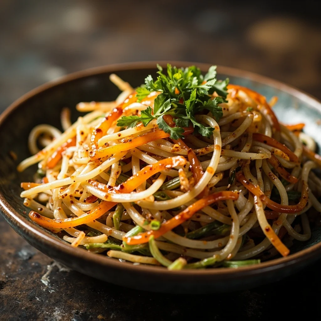 Légumes râpés croustillants à l'huile parfumée
