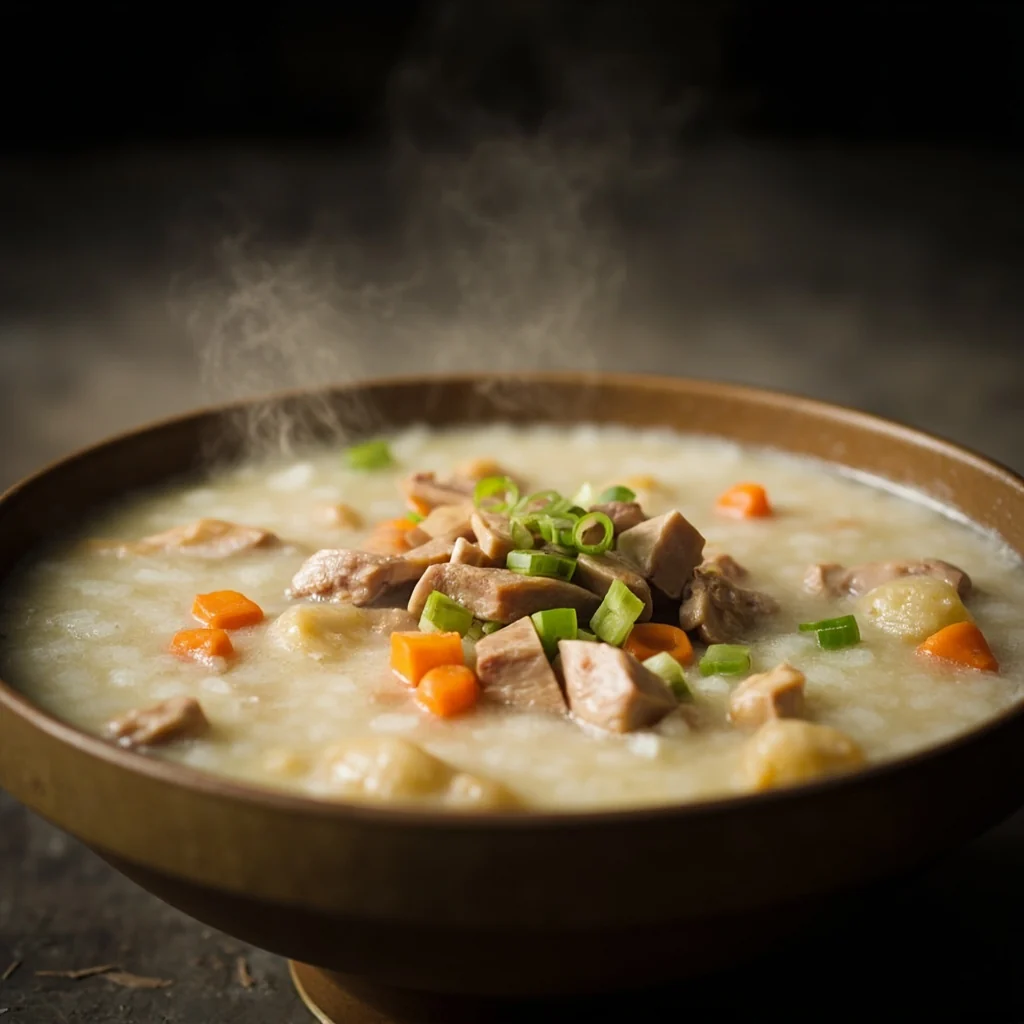 Congee aux poumons de porc, poires et carottes