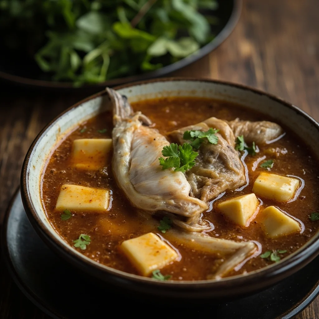 Soupe de tête et arêtes de poisson au tofu