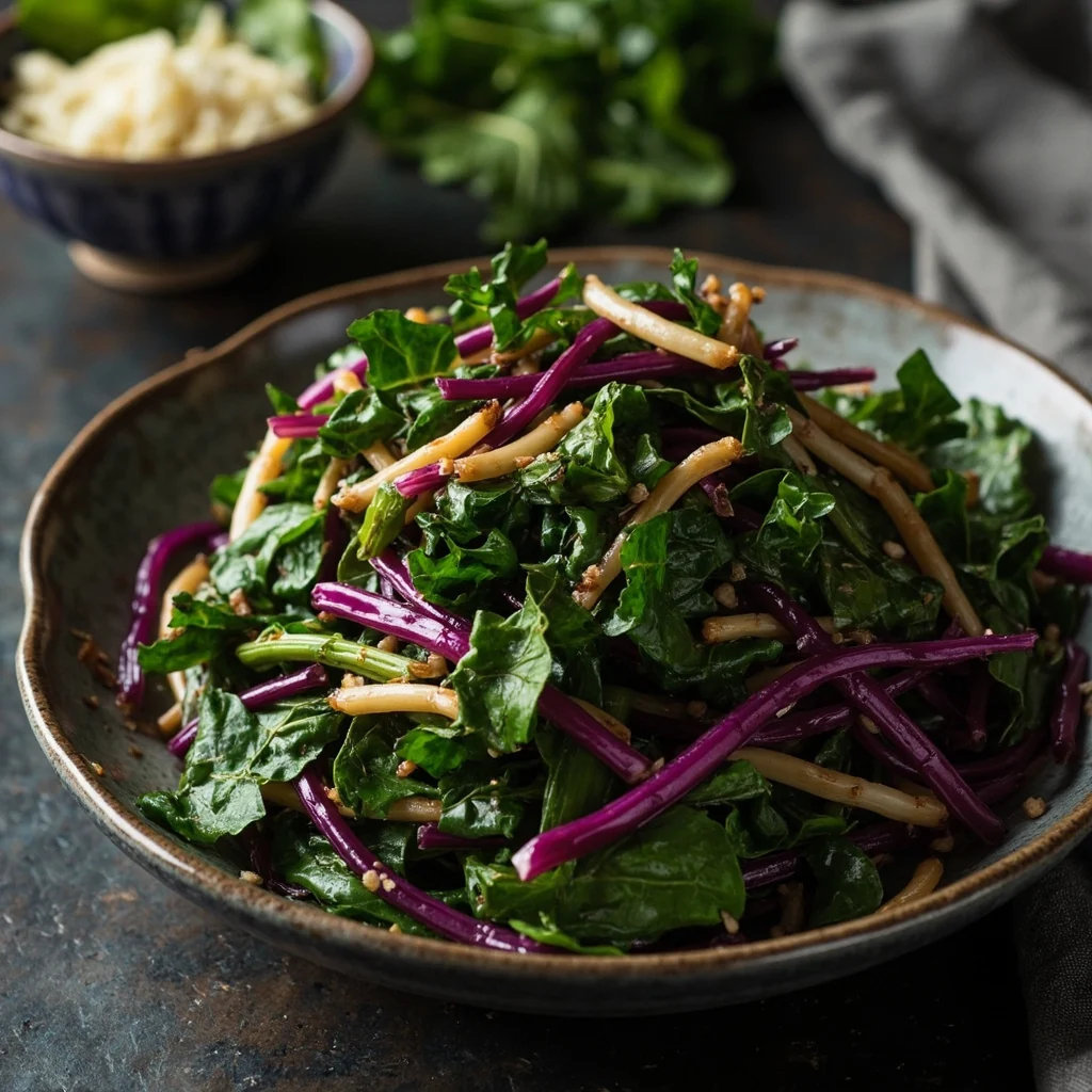 Blettes violettes blanchies à l'ail