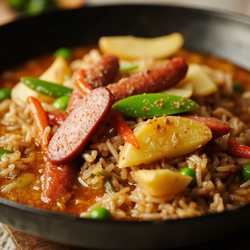 Riz braisé au saucisse chinoise et pomme de terre