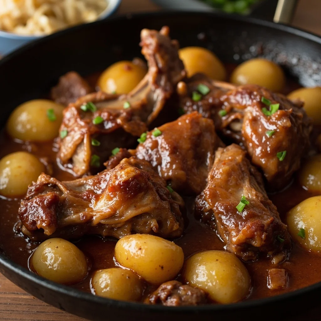 Canard séché aux cinq-épices avec petites pommes de terre