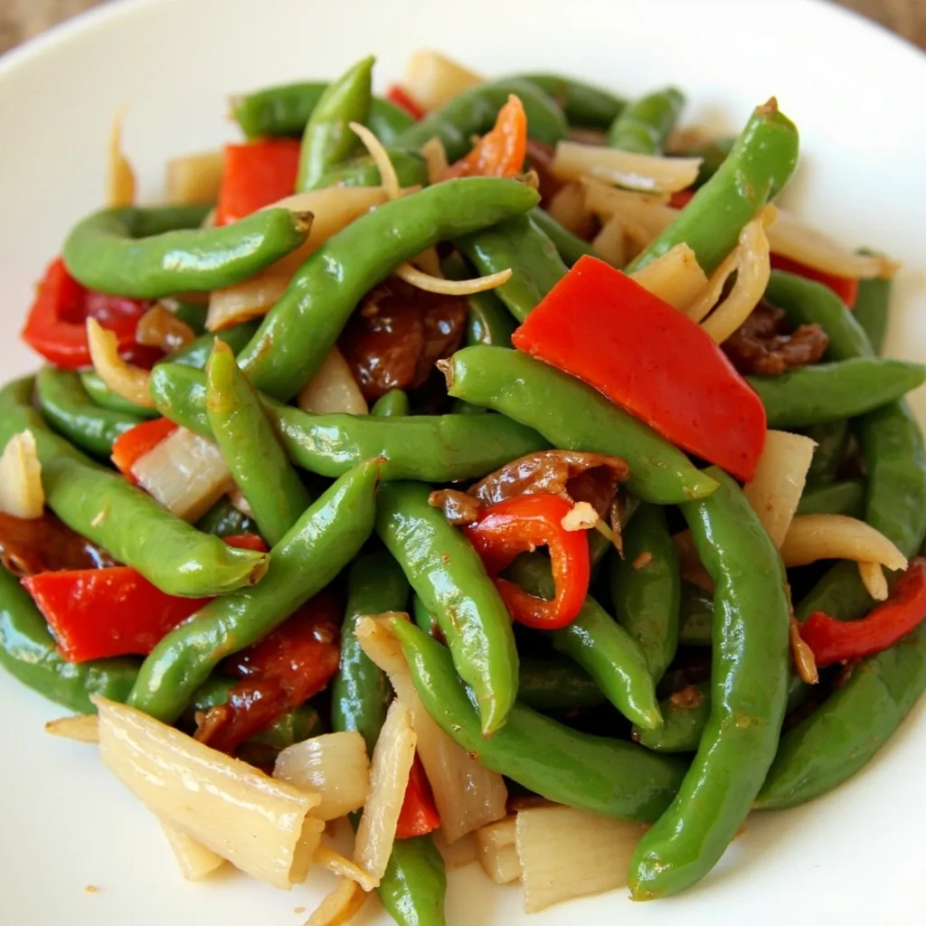Haricots verts sautés aux deux piments