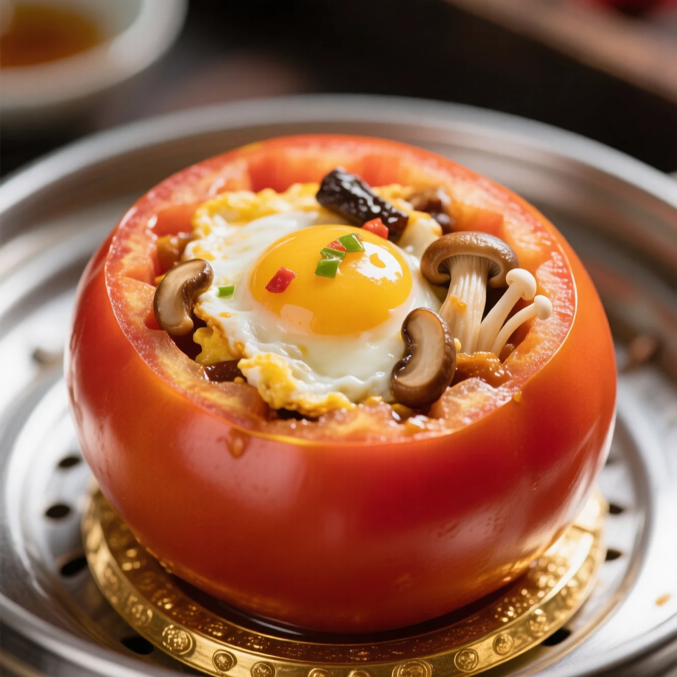 Tomates farcies aux trésors dorés et argentés