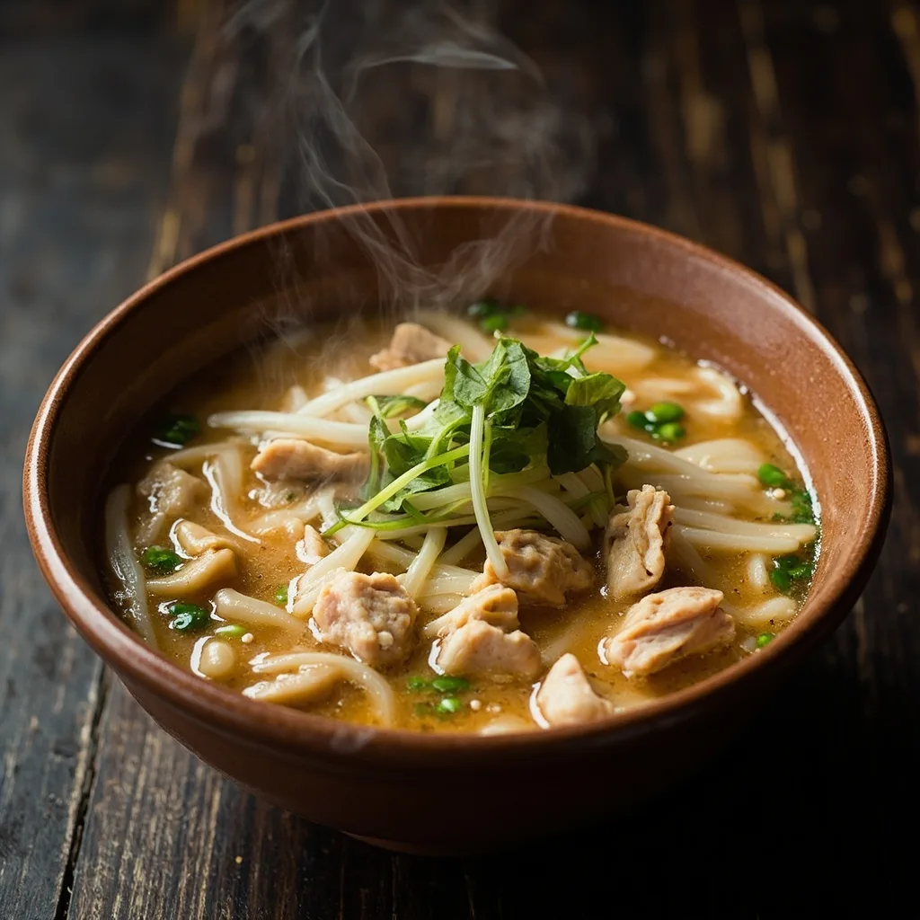 Sopa de ñame y muslos de pollo