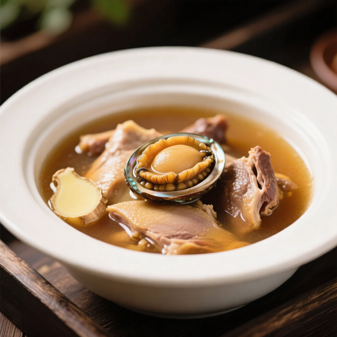 Soupe d'ormeau et canard