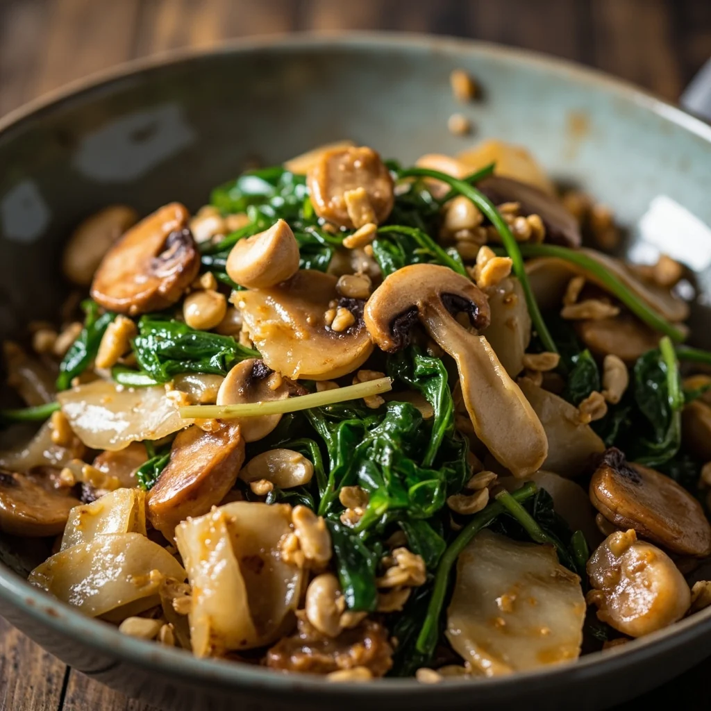 Sauté de tofu et champignons printaniers