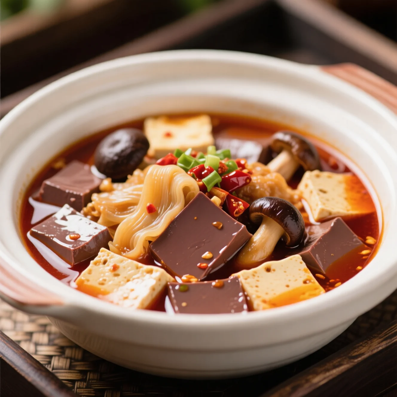 Ragoût de caillé de sang du Sichuan doux et épicé