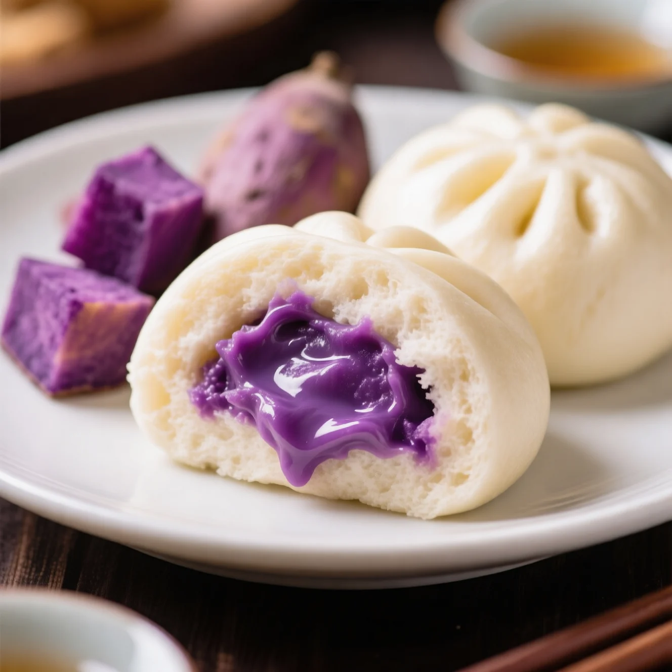 Brioches Vapeur à la Patate Douce Violette