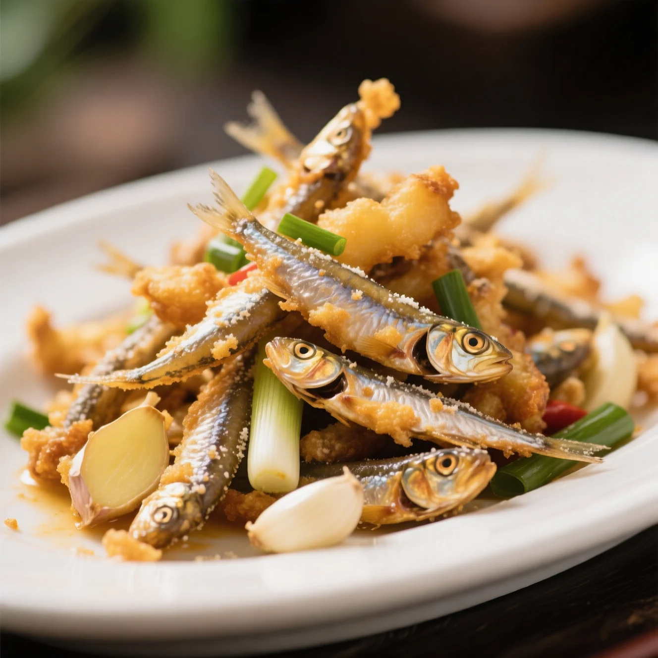 Anchois frits croustillants aux aromates