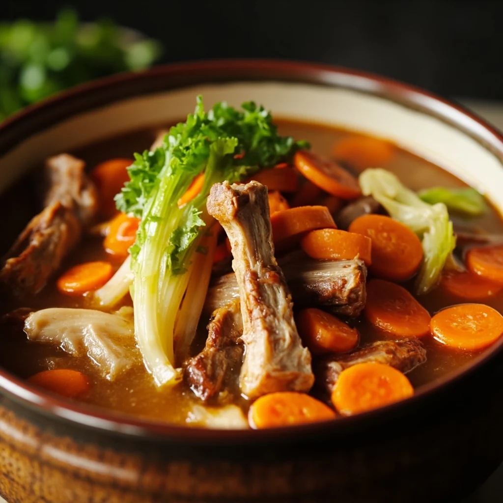 Soupe de côtes de porc aux légumes de saison