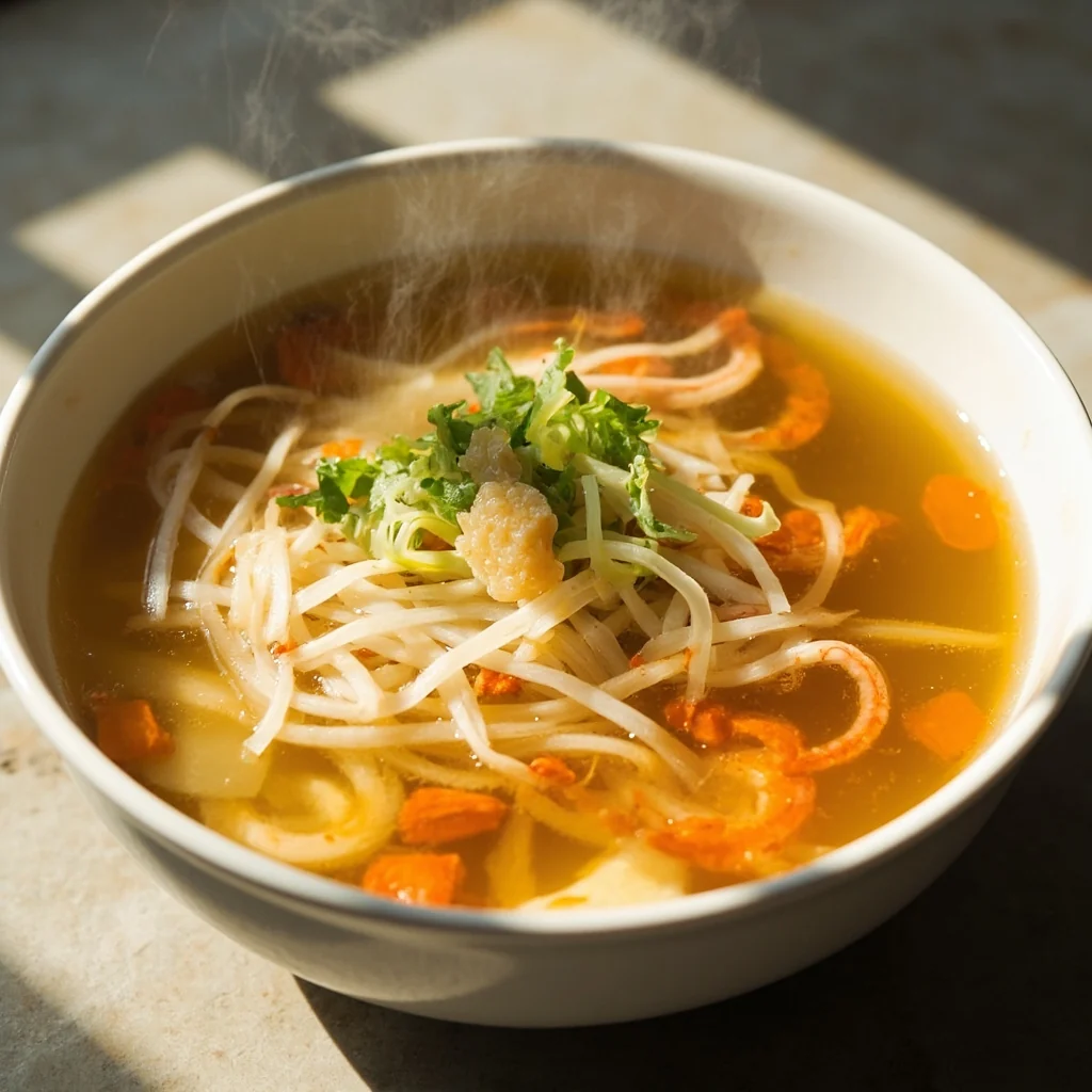 Soupe aux crevettes séchées et radis
