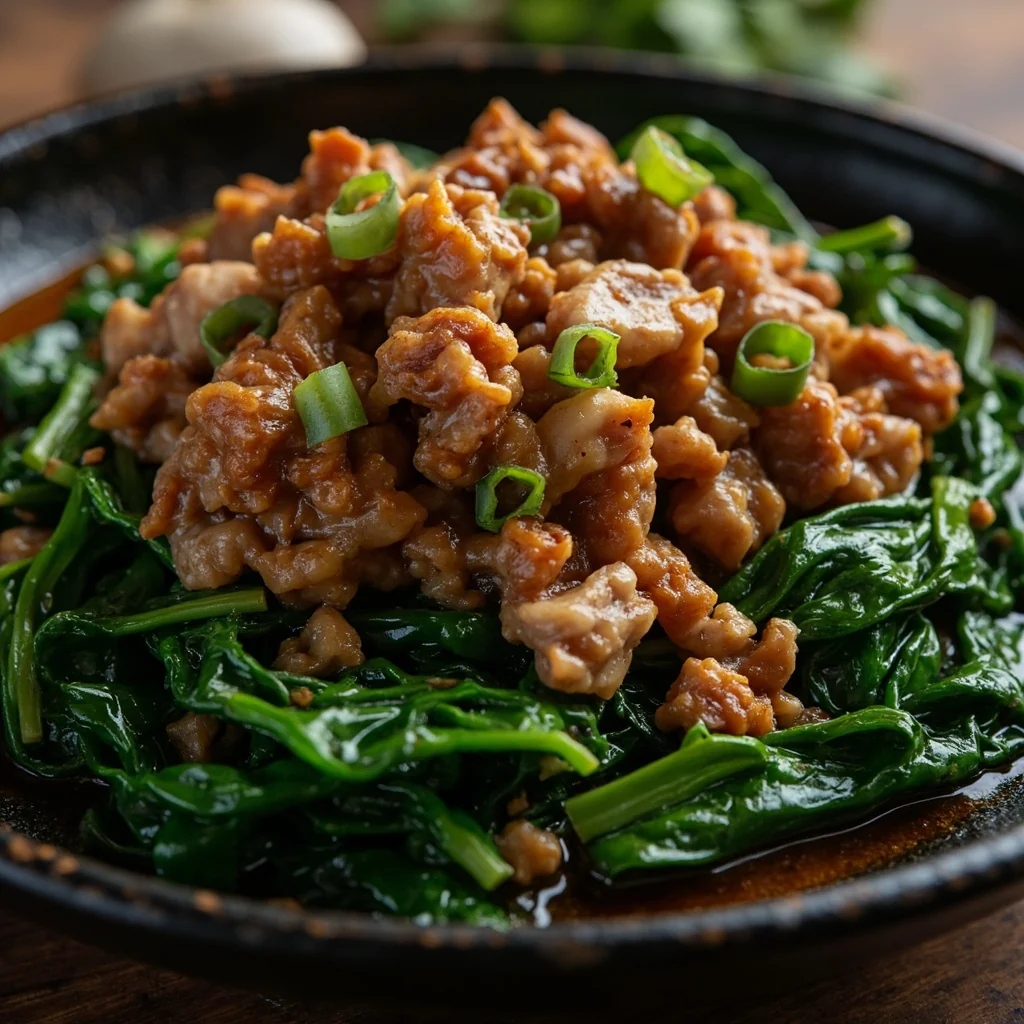 Porc Haché aux Épinards