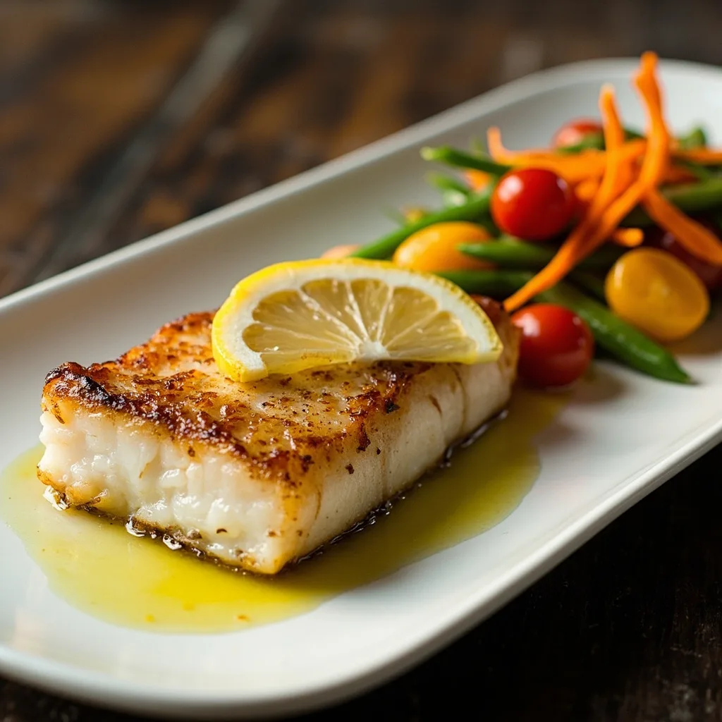 Pan-Fried Lemon Cod with Fruit and Vegetable Salad