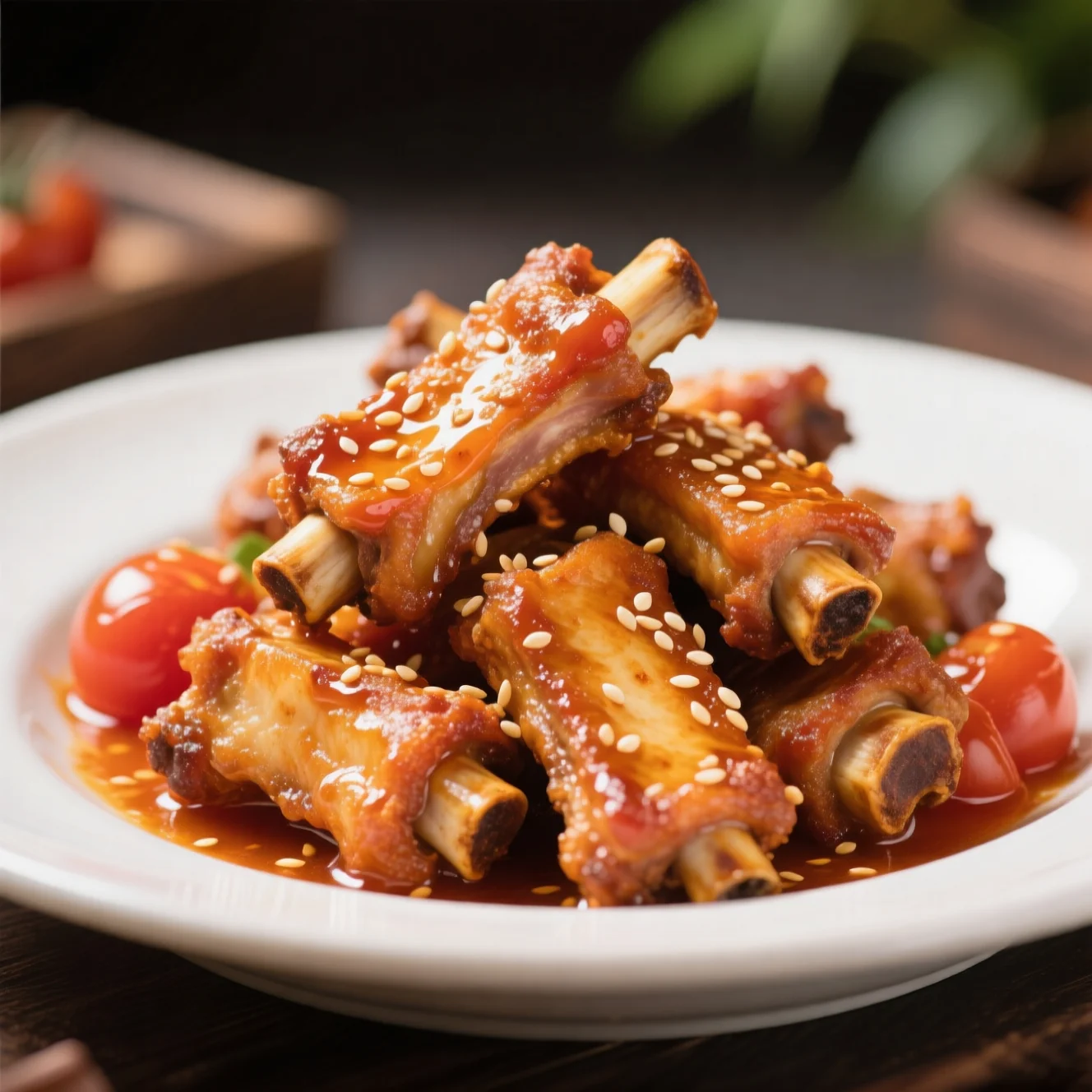 Côtes de porc croustillantes à la tomate