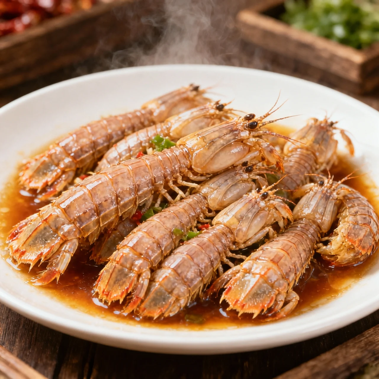 Crevettes mante religieuse bouillies