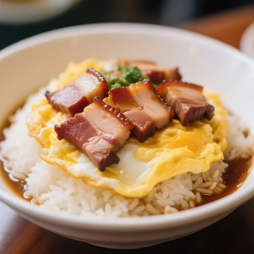 Bol de riz aux œufs et char siu