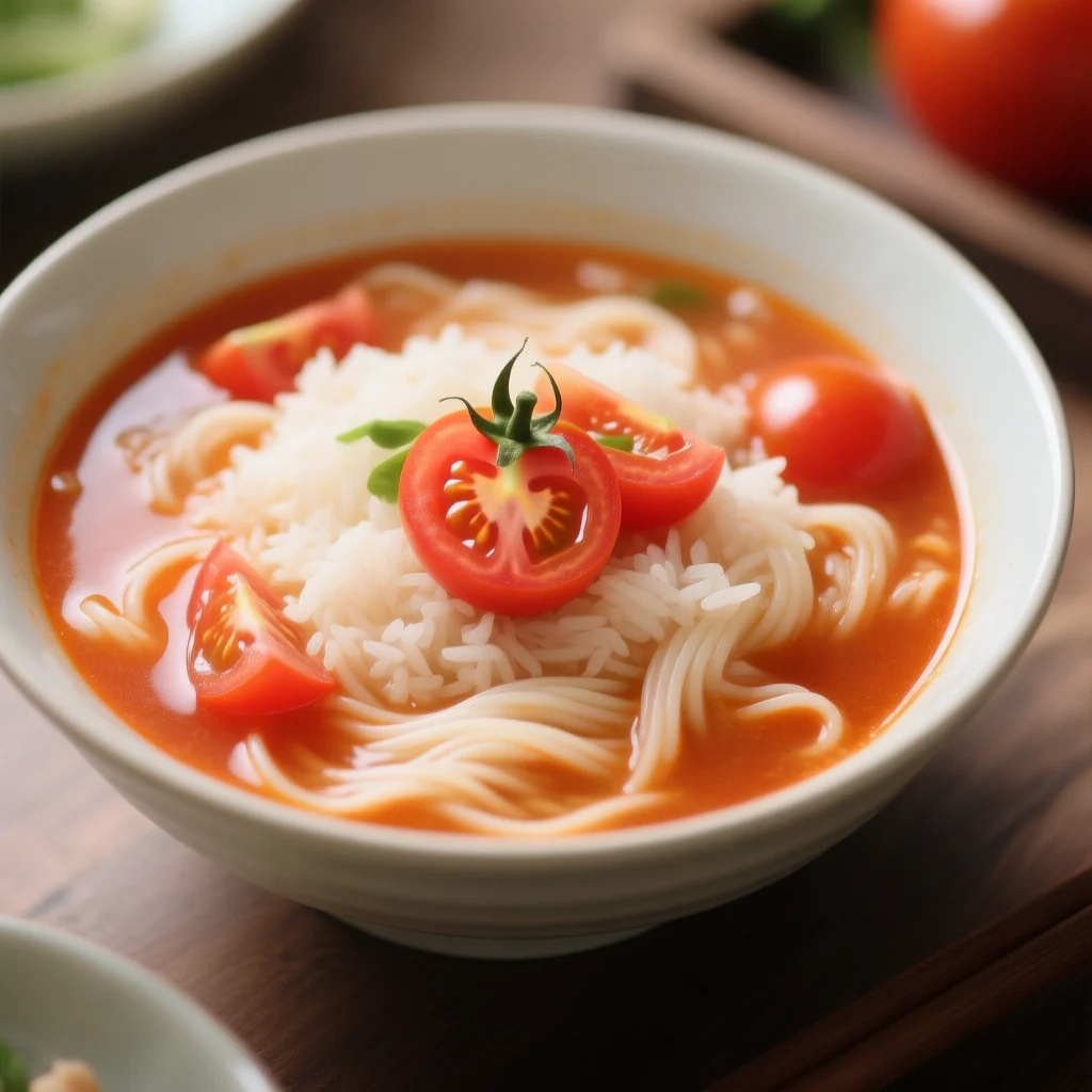 Soupe de Nouilles de Riz aux Tomates Aigres