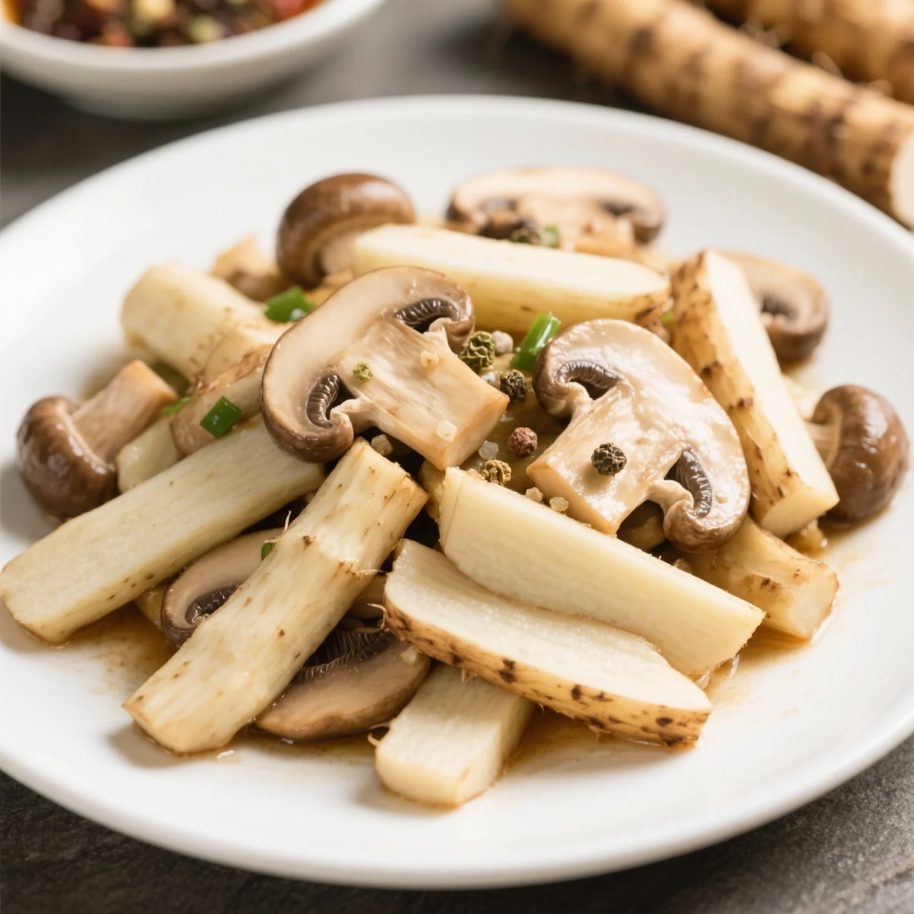 Stir-Fried Oyster Mushrooms with Chinese Yam