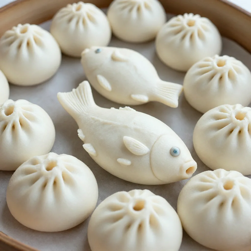 Petits Pains à la Vapeur en Forme de Poisson